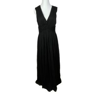 Elie Tahari Sillk Chiffon Maxi‎ Dress Size 8 Black Sleeveless Long Gala Elegant
